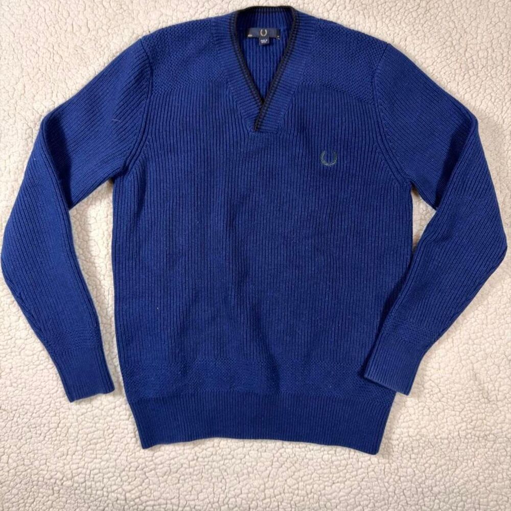 Fred-perry Men's Blue and Navy Jumper
